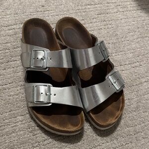 Birkenstock Silver Buckle Sandals